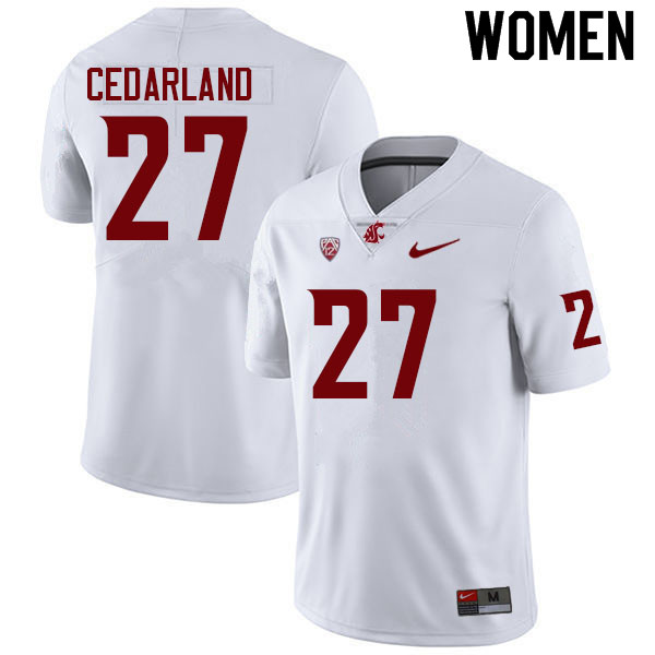 Women #27 Hudson Cedarland Washington State Cougars College Football Jerseys Sale-White - Click Image to Close